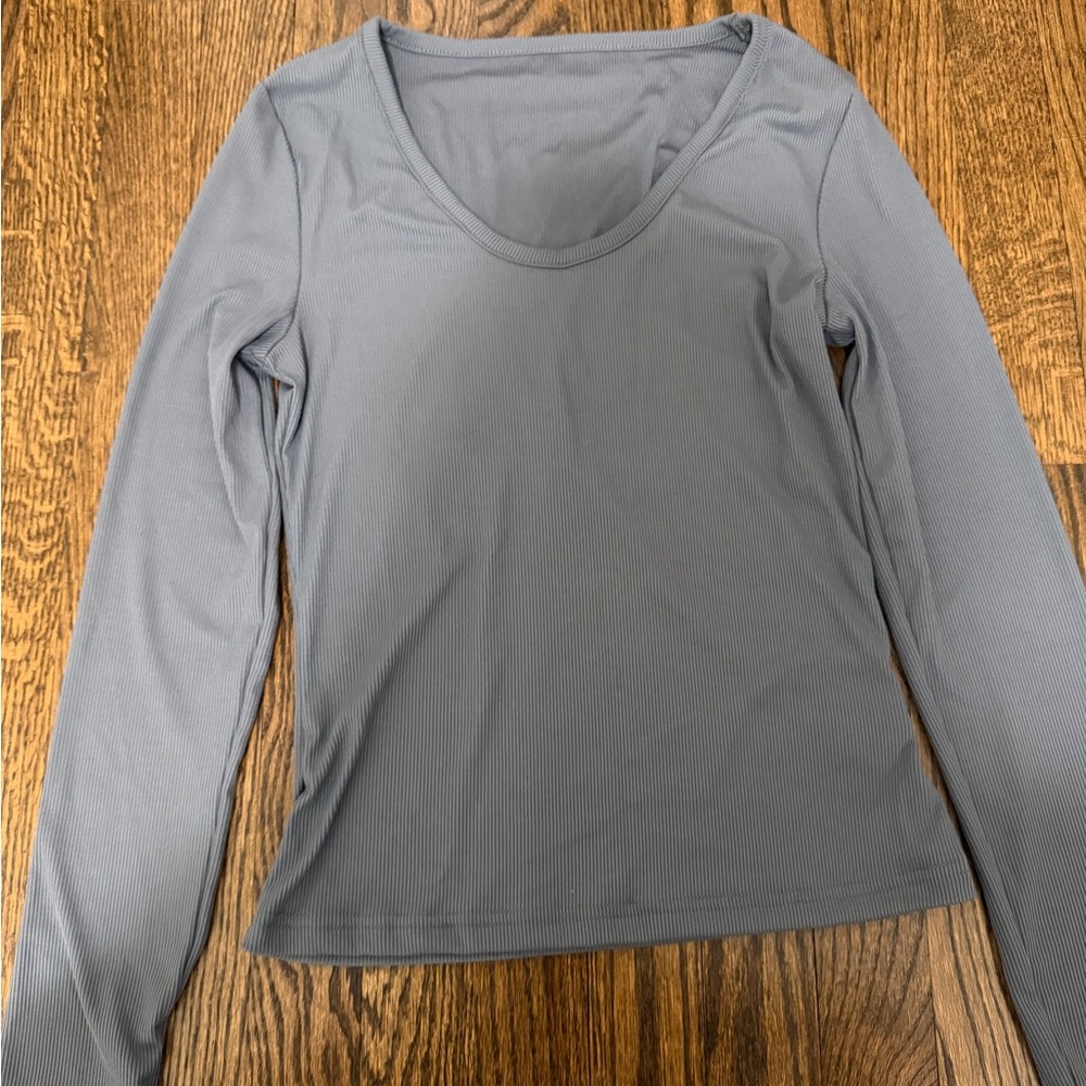 SHEIN Steel Gray Long Sleeve Top